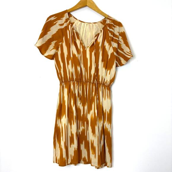 J.Crew - 100% Silk Aztec Print Mini Dress -Orange - Women's 4 - Picture 1 of 5